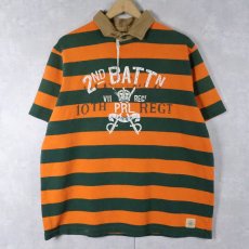 画像1: POLO Ralph Lauren "CUSTOM FIT" ボーダー柄 ラガーシャツ L (1)