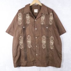 画像1: 70〜80's Yucatan 刺繍入り コットンポリ キューバシャツ (1)