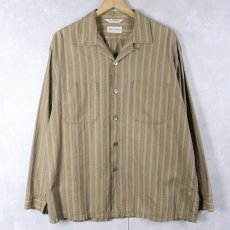 画像1: 60's Stradivari "Strad-o-Sands" ストライプ柄 コットンオープンカラーシャツ L  (1)