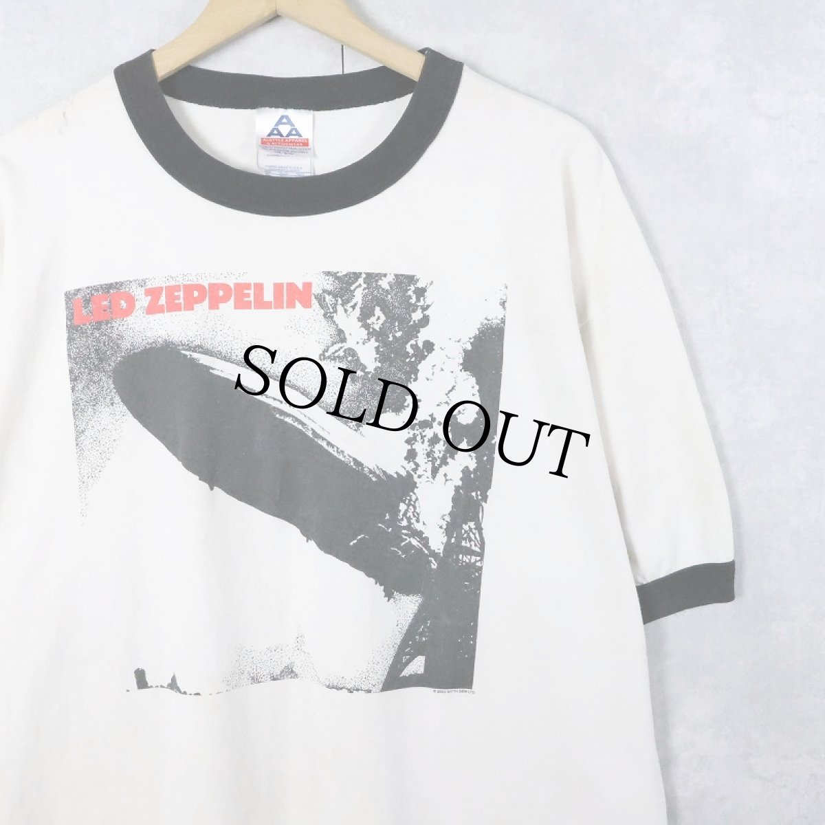 画像1: 2000's Led Zeppelin "Led Zeppelin I" ロックバンドアルバムプリントリンガーTシャツ XL (1)