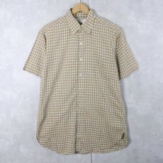 画像1: 60's SILVERWOODS 3点留め チェック柄 コットンボタンダウンシャツ M (1)