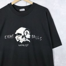 画像1: 80's USA製 EIGHT BALLS NASHVILLE プリントTシャツ BLACK XL (1)