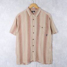 画像1: 2012SS Patagonia マルチストライプ柄 コットンシャツ L (1)