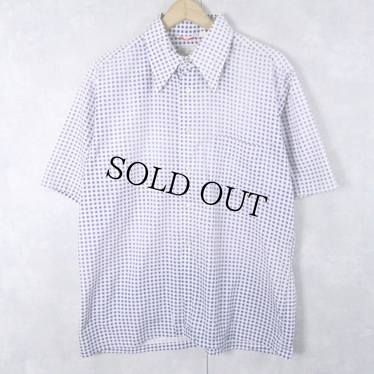 画像1: 70's L.L.Bean 筆記体タグ ギンガムチェック柄 コットン×レーヨンシャツ L (1)