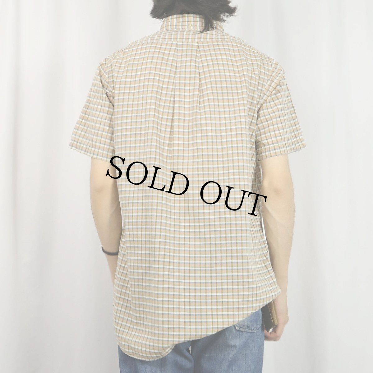 画像3: 60's SILVERWOODS 3点留め チェック柄 コットンボタンダウンシャツ M (3)