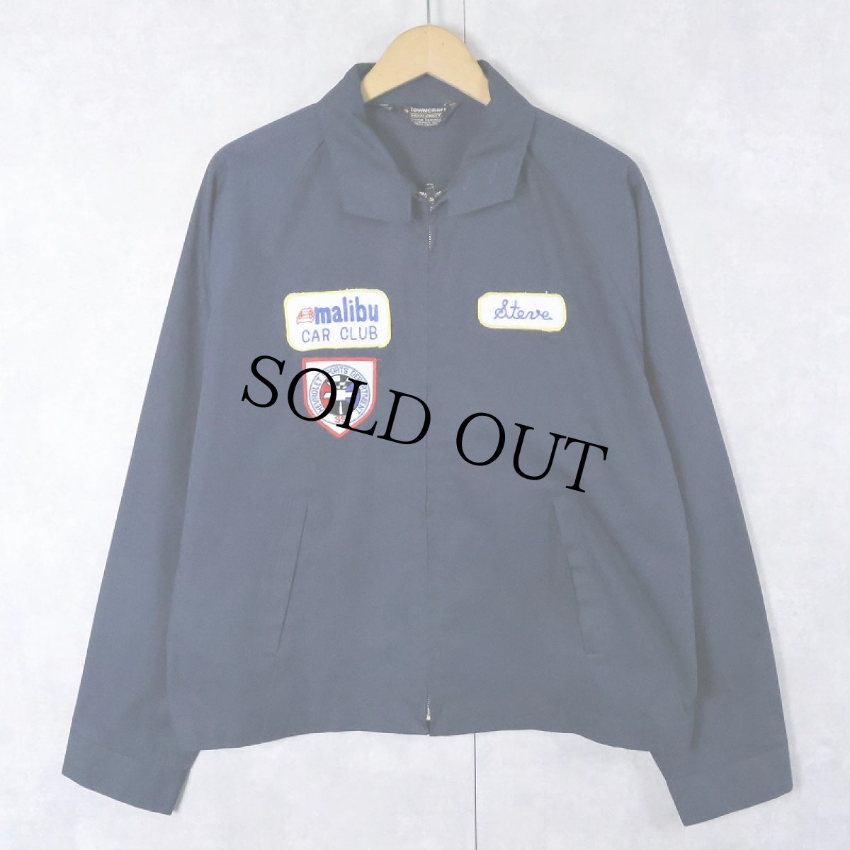 画像1: 70's TOWN CRAFT "malibu CAR CLUB" ワッペン付き スイングトップ NAVY L (1)