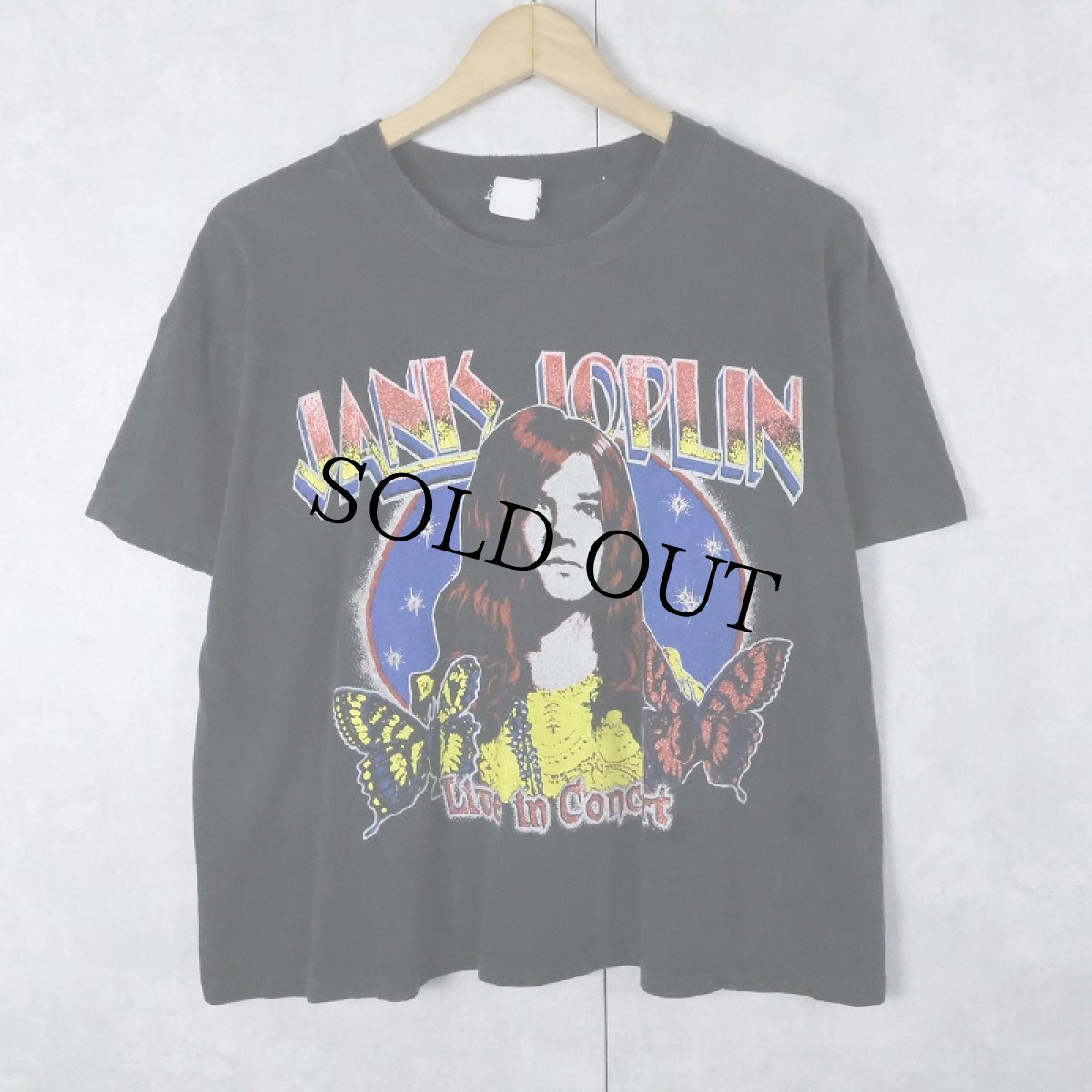 画像1: 70's〜 Janis Joplin ミュージシャンプリントTシャツ BLACK (1)