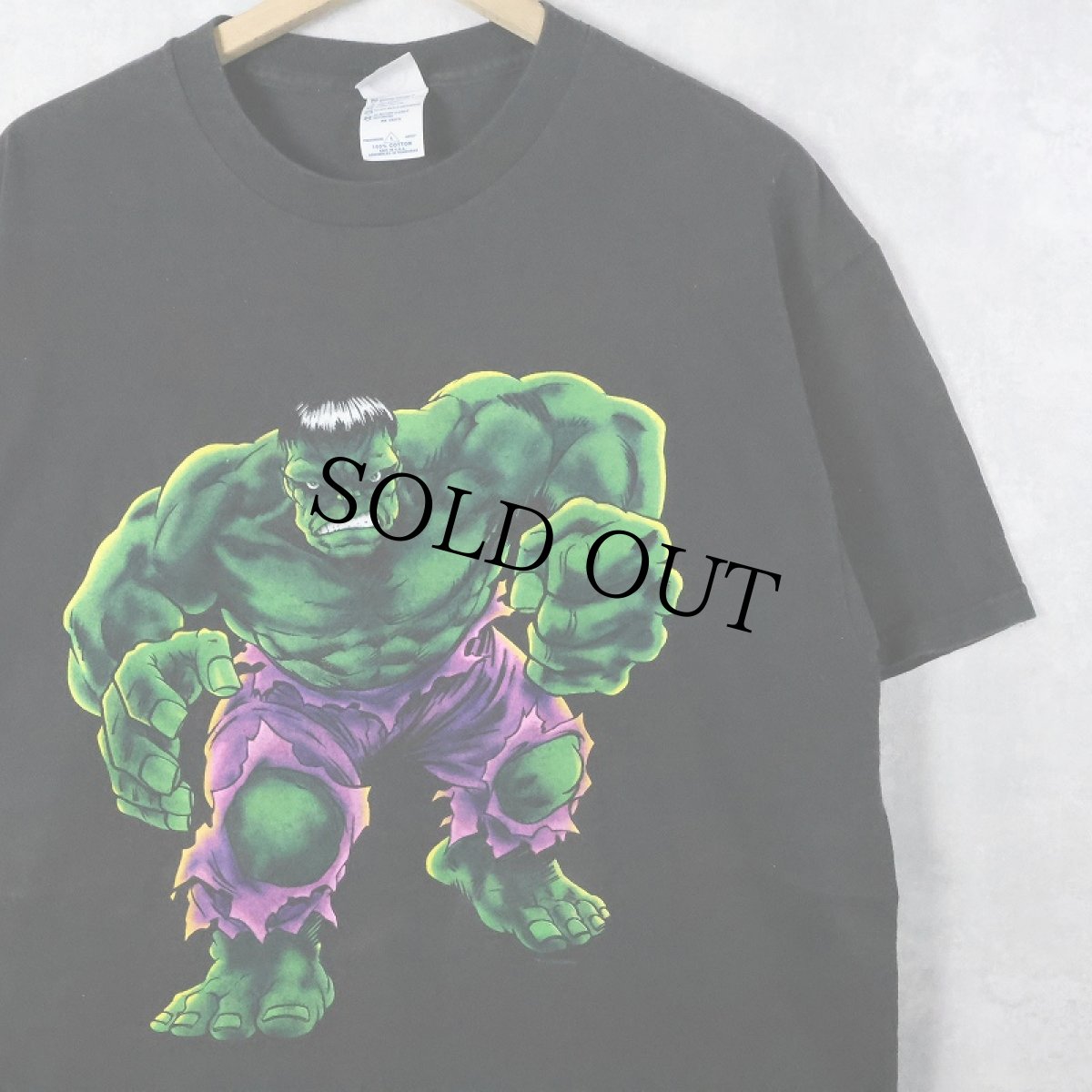 画像1: 2000's MARVEL HULK アメコミキャラクター プリントTシャツ BLACK L (1)