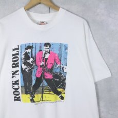 画像1: 90's Elvis Presley USA製 "ROCK'N ROLL" ミュージシャンプリントTシャツ XL (1)