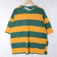 画像1: 90's〜 BASE CAMP USA製 ボーダー柄 プリントポケットTシャツ XL (1)