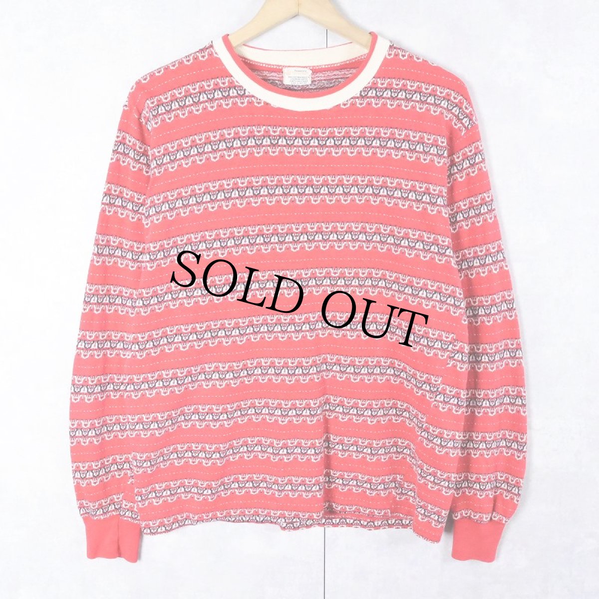 画像1: 60's PENNEY'S TOWNCRAFT 総柄 ジャガード織りロンT SIZEC-42-44 (1)