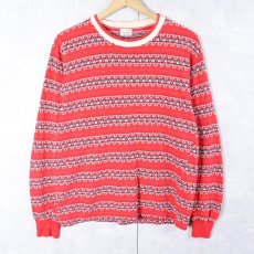 画像1: 60's PENNEY'S TOWNCRAFT 総柄 ジャガード織りロンT SIZEC-42-44 (1)