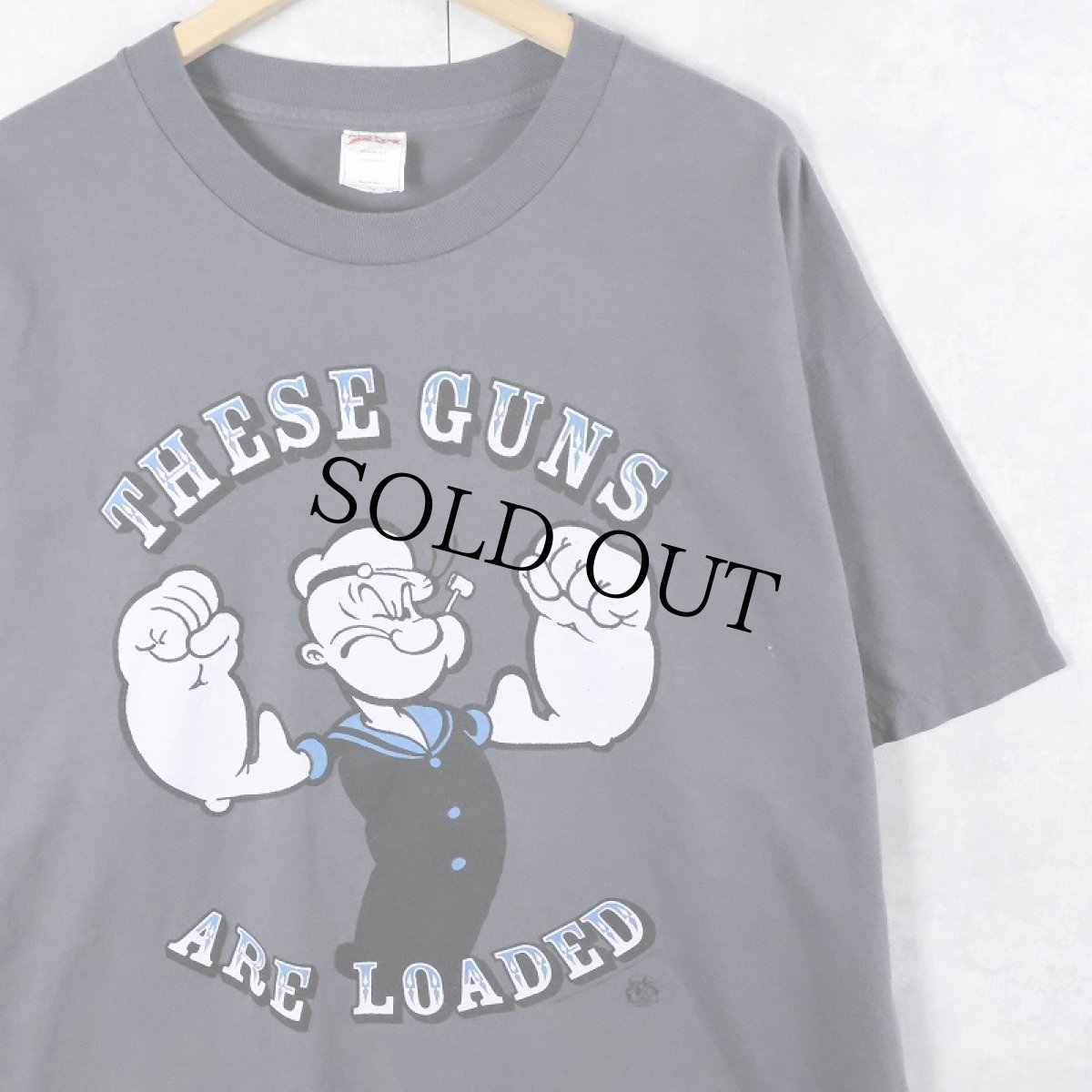 画像1: 2000's POPEYE "THESE GUNS ARE LOADED" キャラクタープリントＴシャツ XL (1)