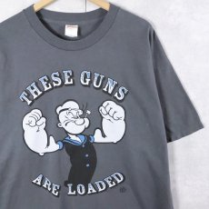 画像1: 2000's POPEYE "THESE GUNS ARE LOADED" キャラクタープリントＴシャツ XL (1)