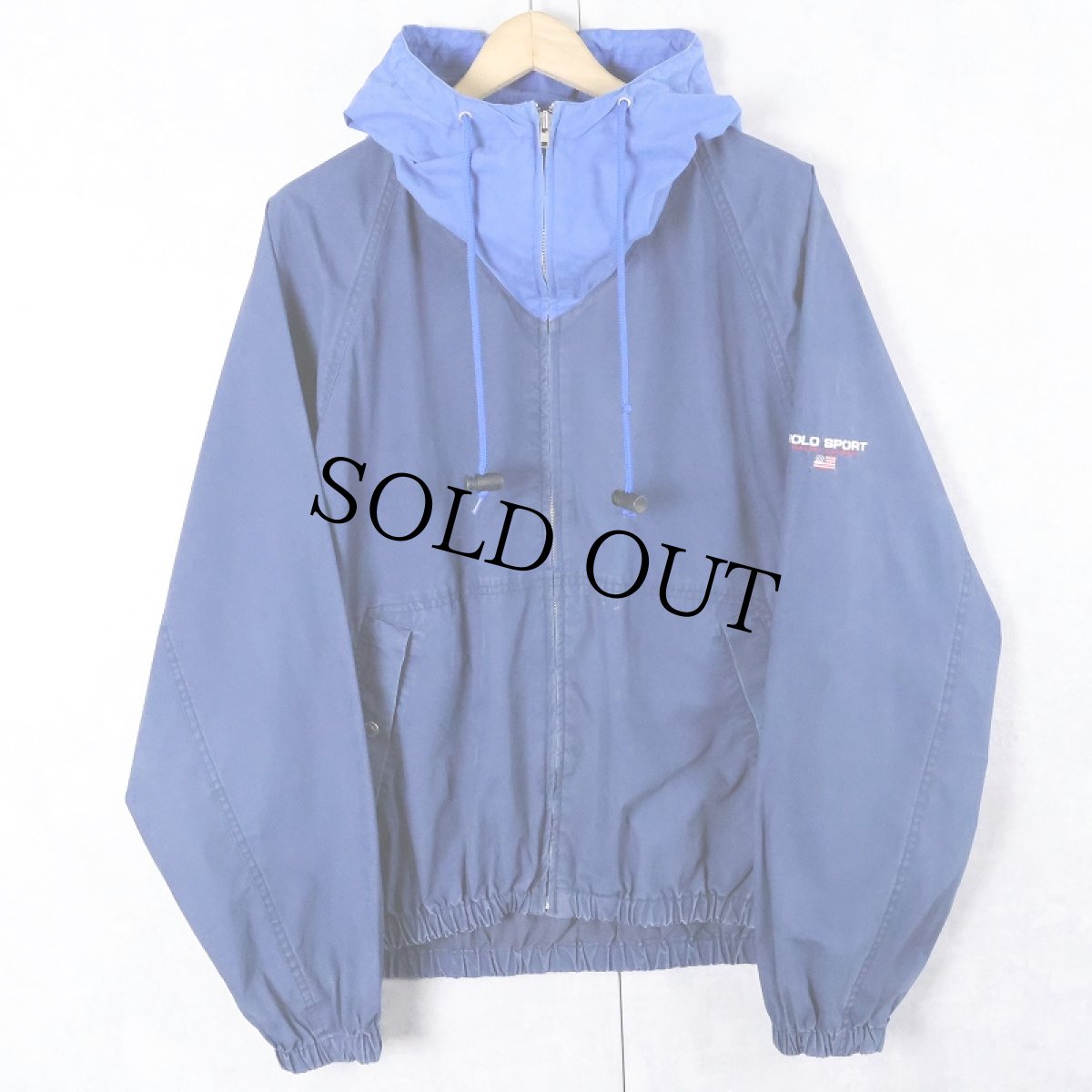 画像1: 90's POLO SPORT Ralph Lauren ロゴ刺繍 切り替えデザイン コットンジップパーカー L (1)
