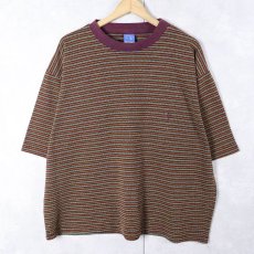 画像1: 80's Ocean Pacific USA製 ボーダー柄 ロゴ刺繍 Tシャツ L (1)