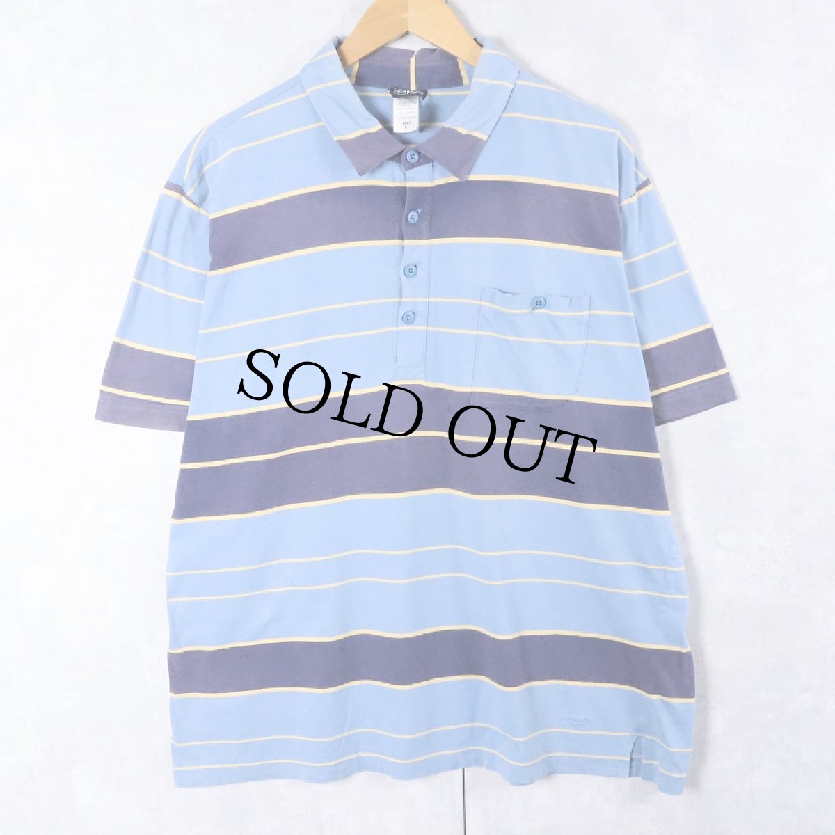 画像1: 2000's Patagonia "ORGANIC COTTON" ボーダー柄 コットンポロシャツ L (1)