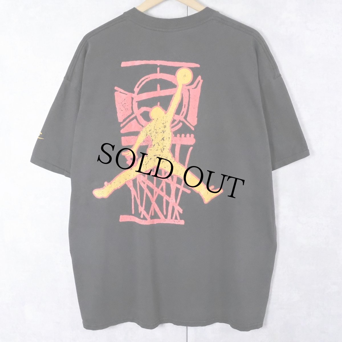 画像1: 90's NIKE 銀タグ USA製 "AIR JORDAN" ロゴプリントTシャツ BLACK XXL (1)