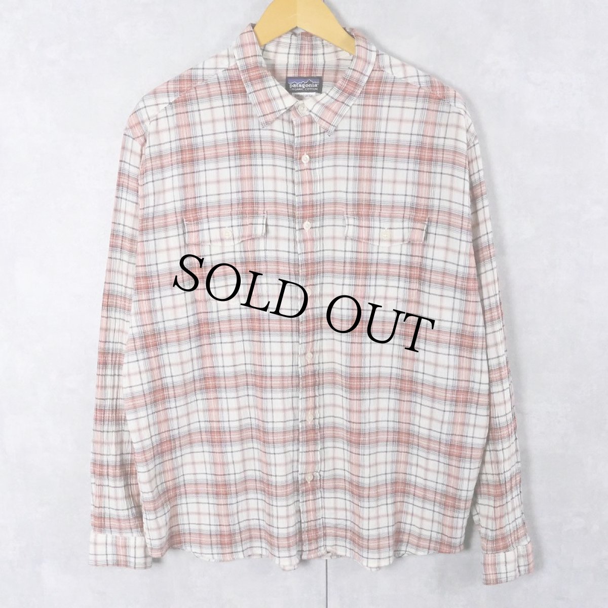 画像1: 2011SS Patagonia "ORGANIC COTTON" チェック柄 ちりめんシャツ L (1)