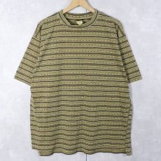 画像1: 90's GRAMICCI USA製 デザインボーダー柄 Ｔシャツ L (1)
