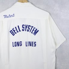画像1: 60's 301 BETTER THAN PERFECT "BELL SYSTEM" チェーン刺繍 レーヨンボウリングシャツ M (1)