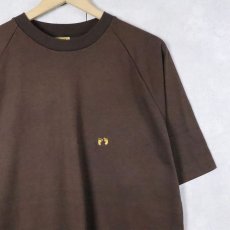 画像1: 80's HANG TEN ロゴ刺繍 ラグランTシャツ BROWN L (1)