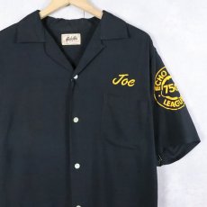 画像2: 60's Hale-Niu "TIP TOP BAKERY" フロッキープリント レーヨンボウリングシャツ BLACK M (2)