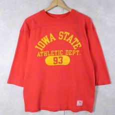 画像1: 70〜80's Champion バータグ USA製 "IOWA STATE" ラバープリント フットボールTシャツ M (1)