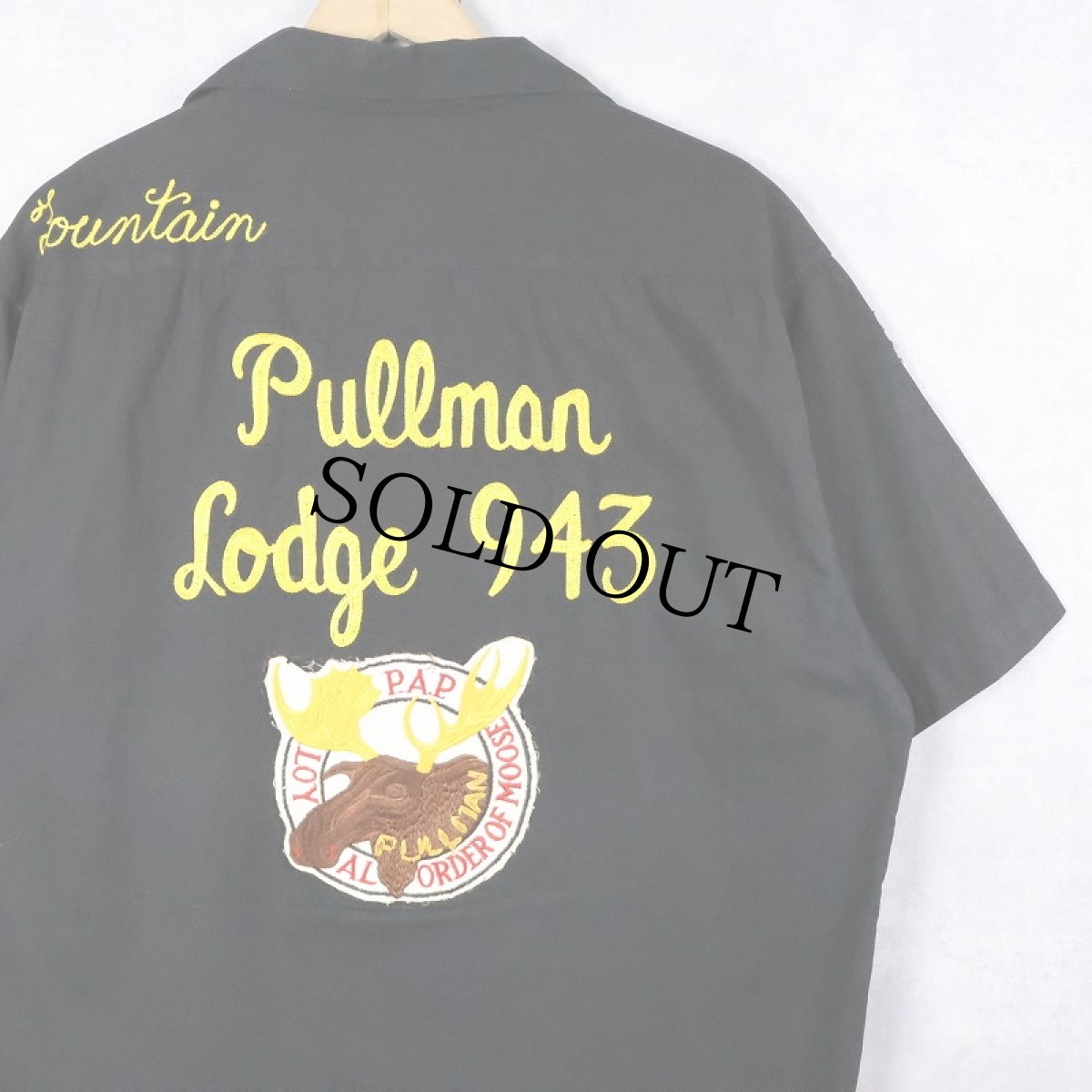 画像1: 50's Holiday "Pullman Lodge 94" チェーン刺繍×ワッペン付き コットンボウリングシャツ BLACK L (1)