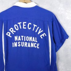 画像1: 60's NAT NAST "PROTECTIVE" チェーン刺繍×ワッペン付き レーヨンボウリングカラーシャツ (1)