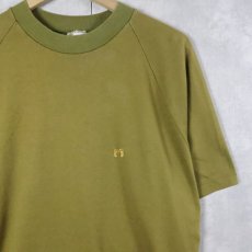 画像1: 70's HANG TEN ロゴ刺繍 ラグランTシャツ L (1)