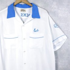 画像2: 60's Hilton "Linde" チェーン刺繍×ワッペン付き レーヨンボウリングシャツ XL (2)