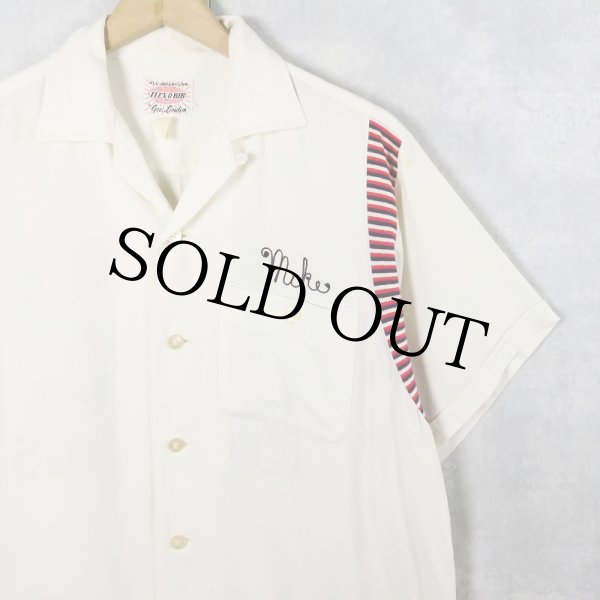 60s レーヨン ボウリングシャツ rayon shirt ボーリング 50s 50s 60s 50年代 60年代 ジョージロンドン オープンカラーシャツ 白