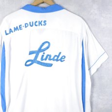 画像1: 60's Hilton "Linde" チェーン刺繍×ワッペン付き レーヨンボウリングシャツ XL (1)