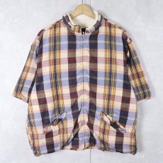 画像1: 70's McGREGOR USA製 チェック柄 フード付き パイル ビーチシャツジャケット  (1)