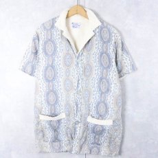 画像1: 60〜70's SURF KING 総柄 パイル ビーチシャツ M (1)