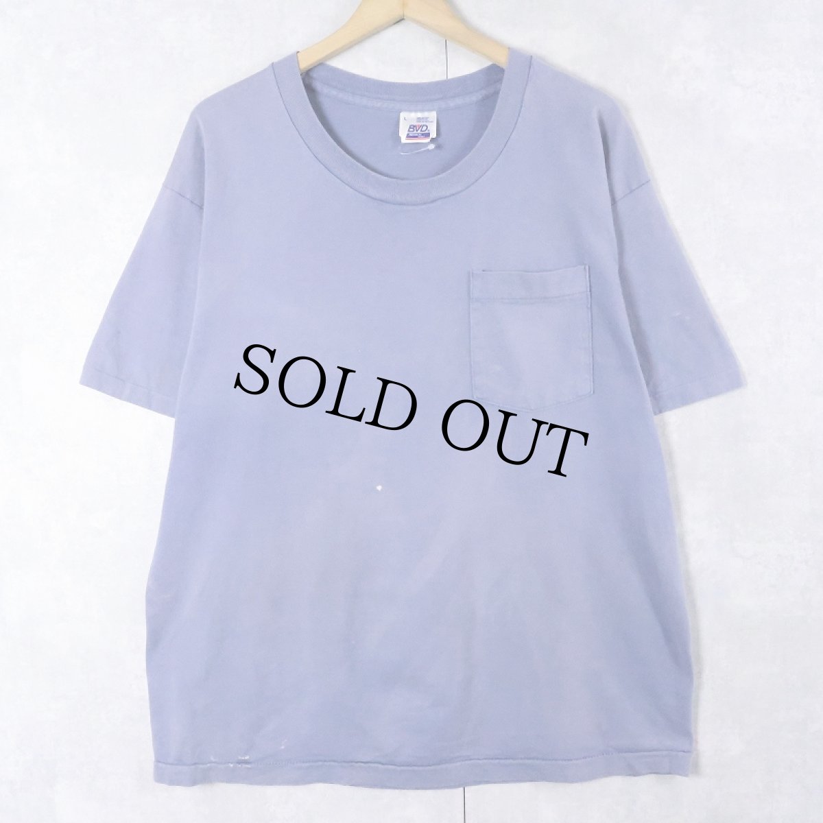 画像1: 90's BVD USA製 無地 ポケットTシャツ L (1)