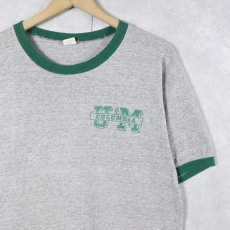 画像1: 60's MAYO SPRUCE USA製 "COLUMBIA" 染み込みプリントリンガーTシャツ L (1)