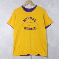 画像1: 70〜80's Champion バータグ USA製 "BURGES" ラバープリント ダブルフェイス リバーシブルTシャツ L (1)