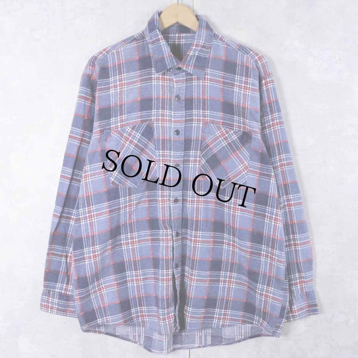 画像1: 〜80's チェック柄 プリントネルシャツ (1)