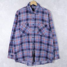 画像1: 〜80's チェック柄 プリントネルシャツ (1)
