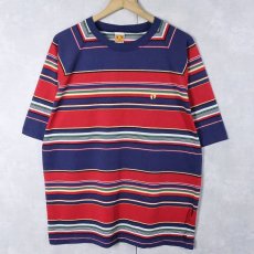 画像1: 80〜90's HANG TEN USA製 マルチボーダー柄 ラグランTシャツ  (1)