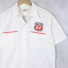 画像1: 50〜60's Lee "PHILLIPS 66" チェーン刺繍×ワッペン×マチ付き コットンシャツ SIZE15-15 1/2 (1)