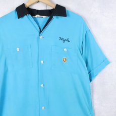 画像2: 60's NAT NAST "LEGIONNAIRE CLUB YORK" チェーン刺繍×ワッペン付き レーヨンボウリングシャツ (2)