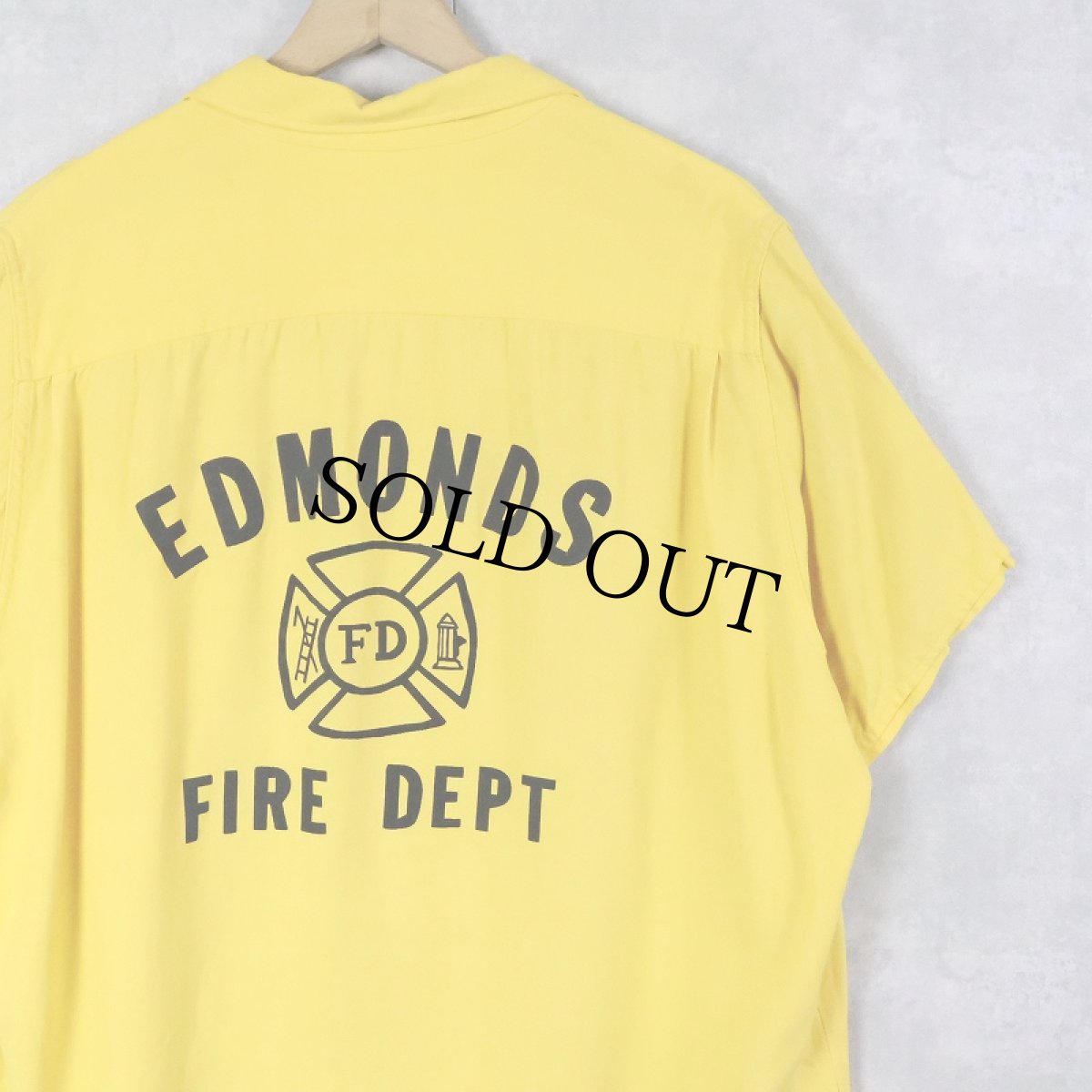 画像1: 50〜60's King Louis USA製 "EDMONDS FIRE DEPT" レーヨンボウリングシャツ L (1)