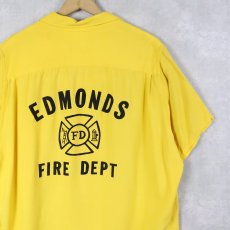 画像1: 50〜60's King Louis USA製 "EDMONDS FIRE DEPT" レーヨンボウリングシャツ L (1)