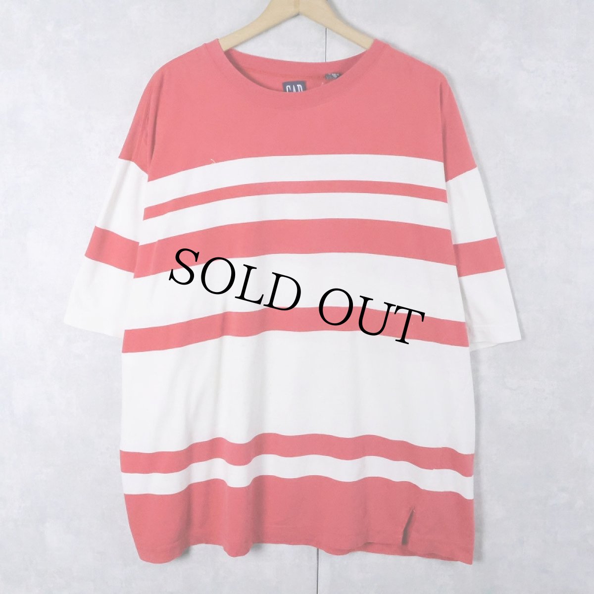 画像1: 90's GAP マルチボーダー柄 Ｔシャツ XL (1)