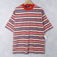 画像1: 80's PURITAN マルチボーダー柄 パイルＴシャツ タグ付き XL (1)