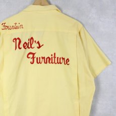 画像1: 60's Holiday "Neil's Furniture" チェーン刺繍 ボウリングシャツ L (1)
