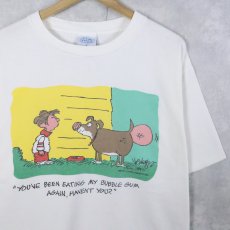 画像1: 90's "YOU’VE BEEN EATING MY BUBBLE GUM...." シュールイラスト プリントTシャツ XL (1)